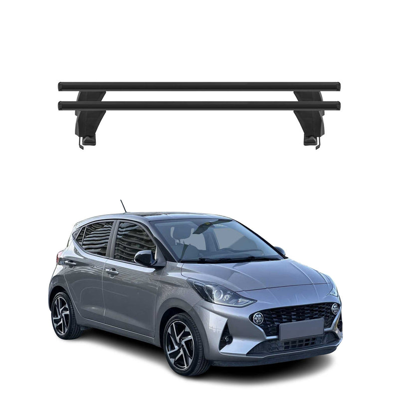 Menabo Barres de toit Transversales pour Hyundai i10 2019-2025 Noir ABE 2x