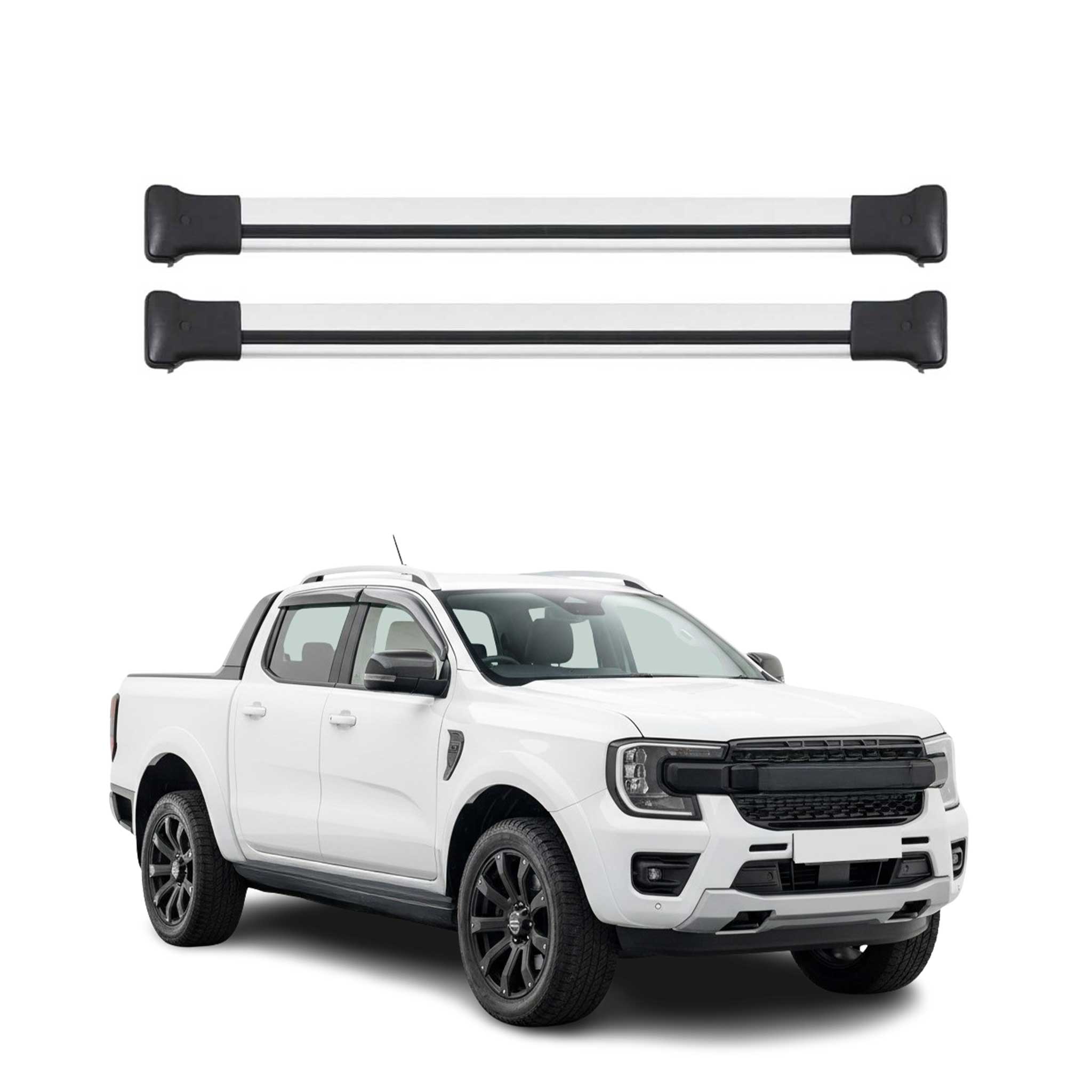 Barres de toit transversales pour Ford Ranger T6 P703 2022-2026 Aluminium Gris
