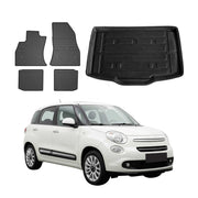 Kit Tapis de sol et coffre pour Fiat 500L 2012-2018 TPE Noir