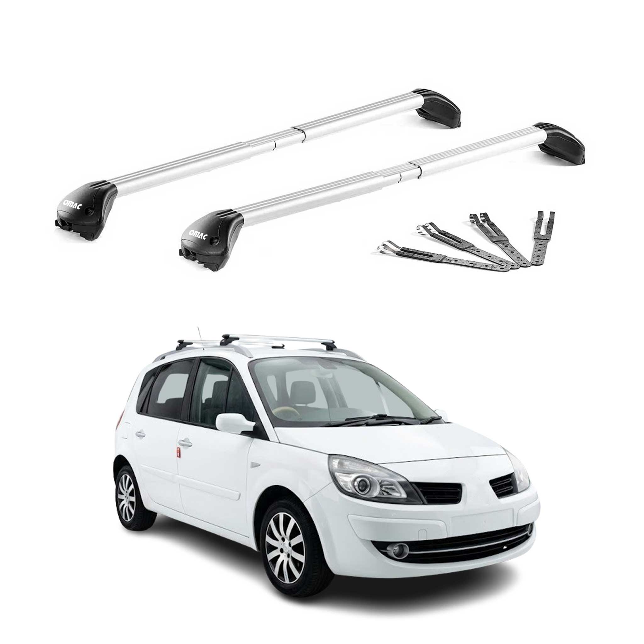 Barres de toit pour Renault Scenic mk3 / X-Mod 2009-16 Gris Argenté 2 pièces ABE