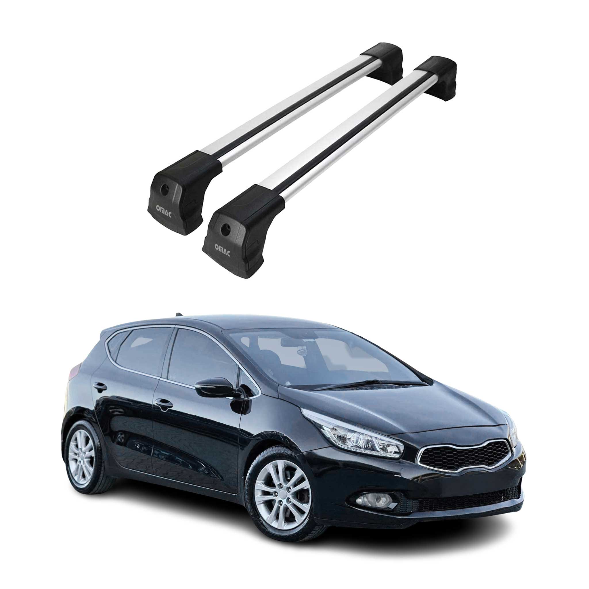 Barres de toit transversales pour Kia Ceed 2012-2018 HB Aluminium Gris