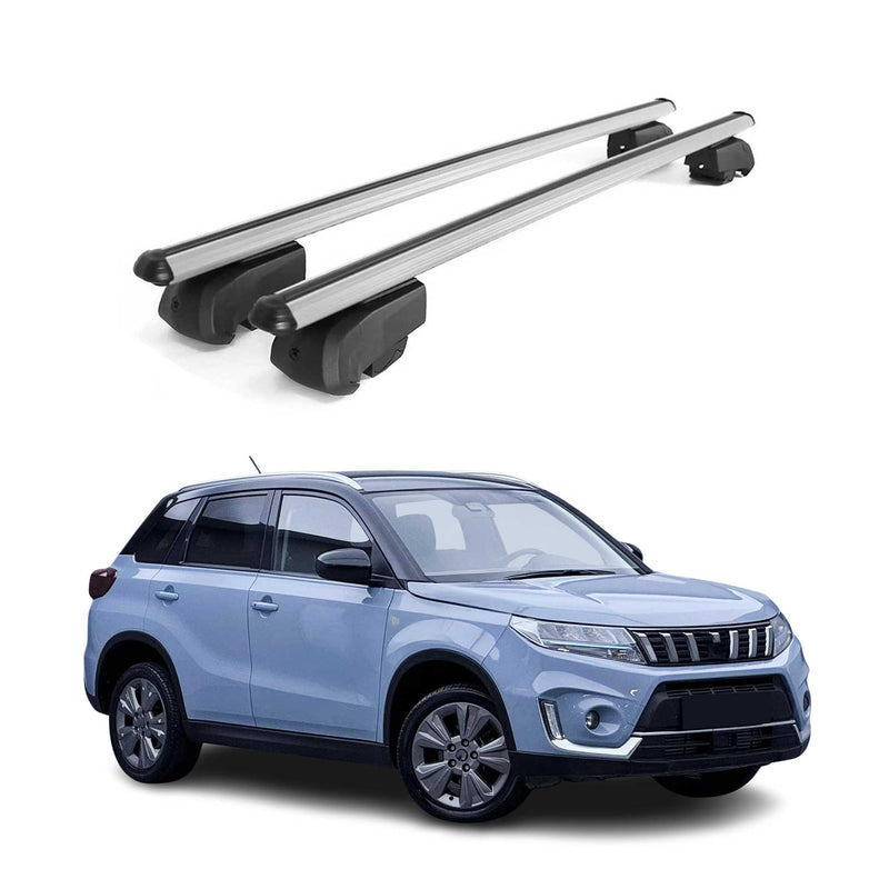 Barres de toit Transversales pour Suzuki Vitara 2015-2023 Aluminium Gris ABE