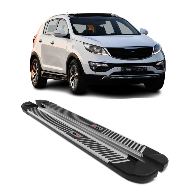 Marchepieds Latéraux pour Kia Sportage 2010-2015 Noir Gris Aluminium 2Pcs
