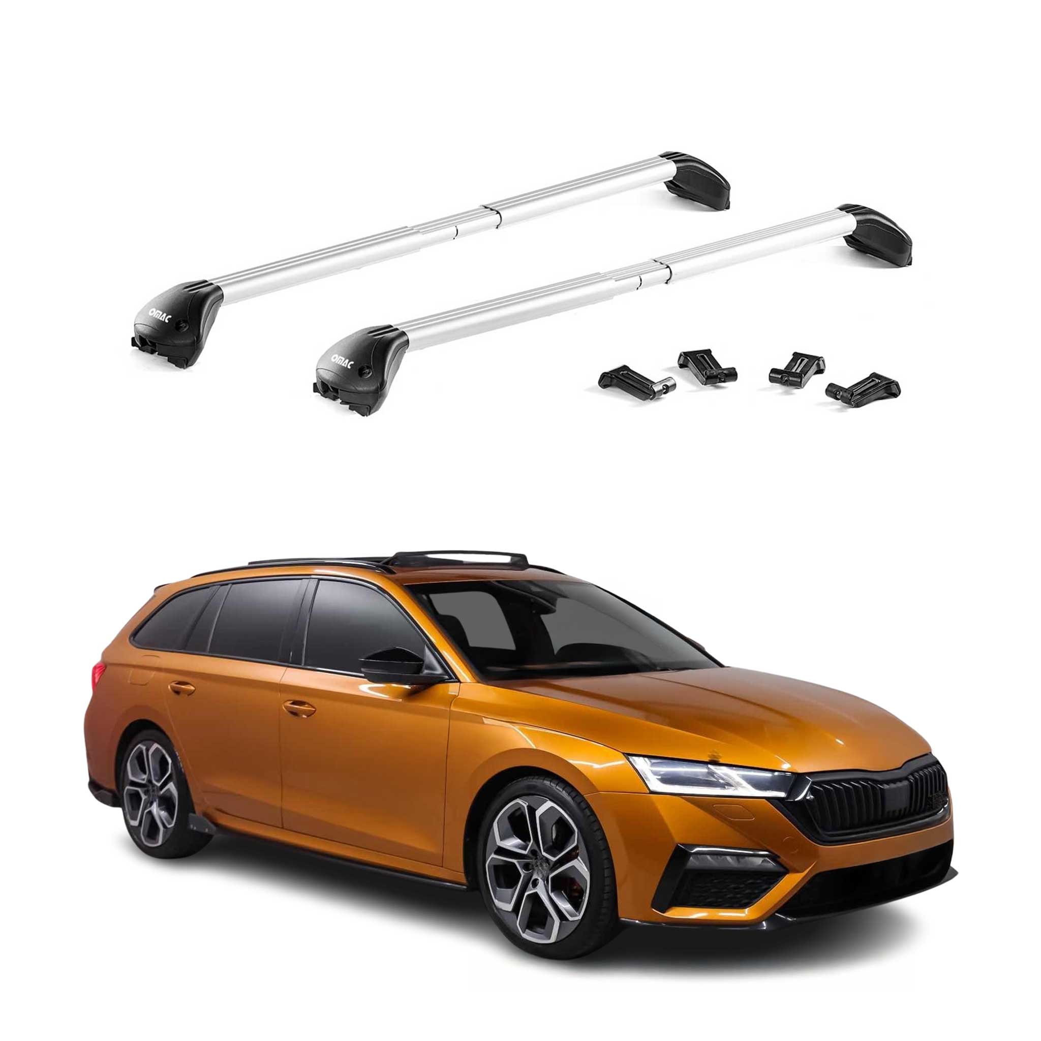 Barres de toit transversales pour Skoda Octavia Break NX 2020-2025 Alu Gris ABE