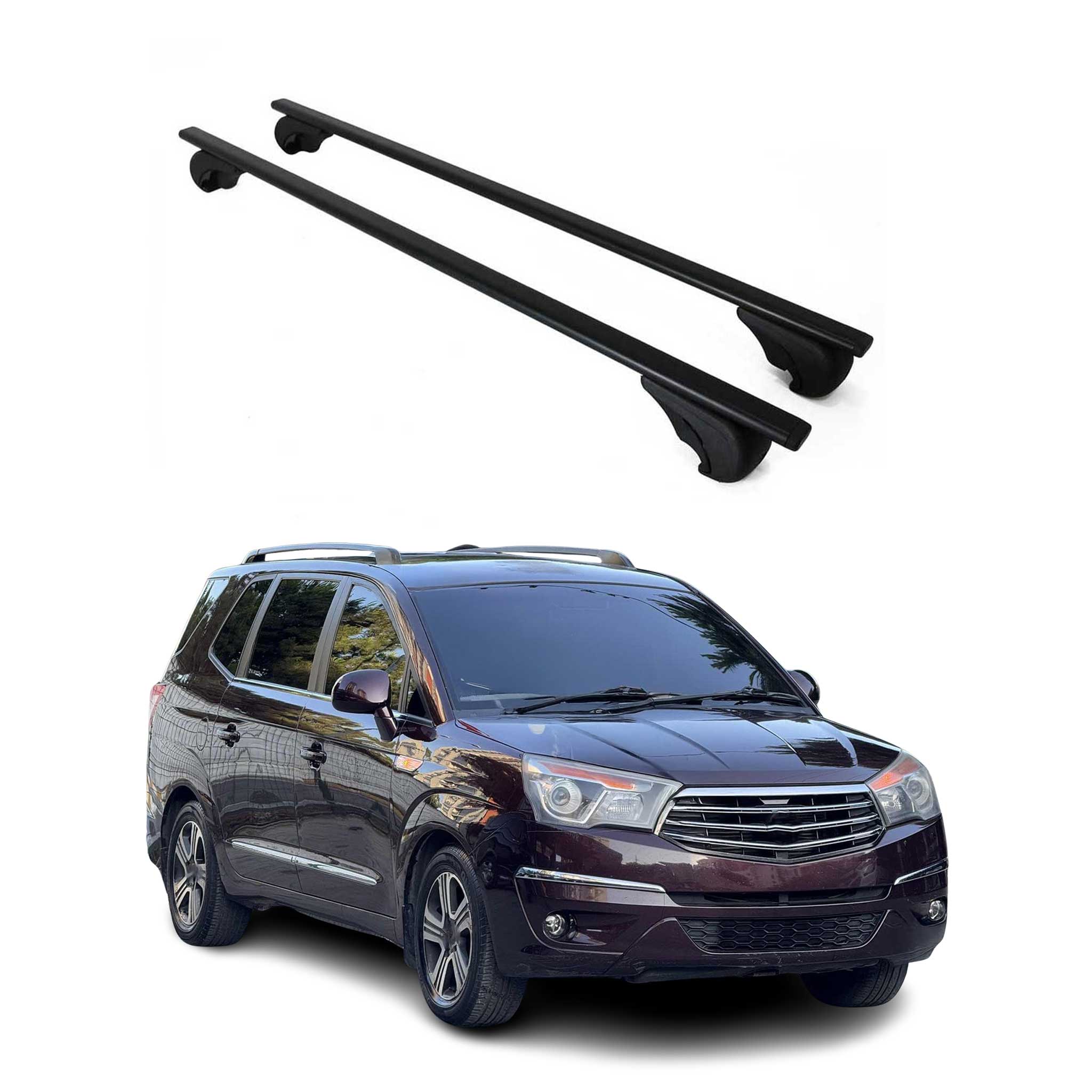 Barres de toit Transversales pour Ssangyong Rodius 2012-2019 Fer Noir