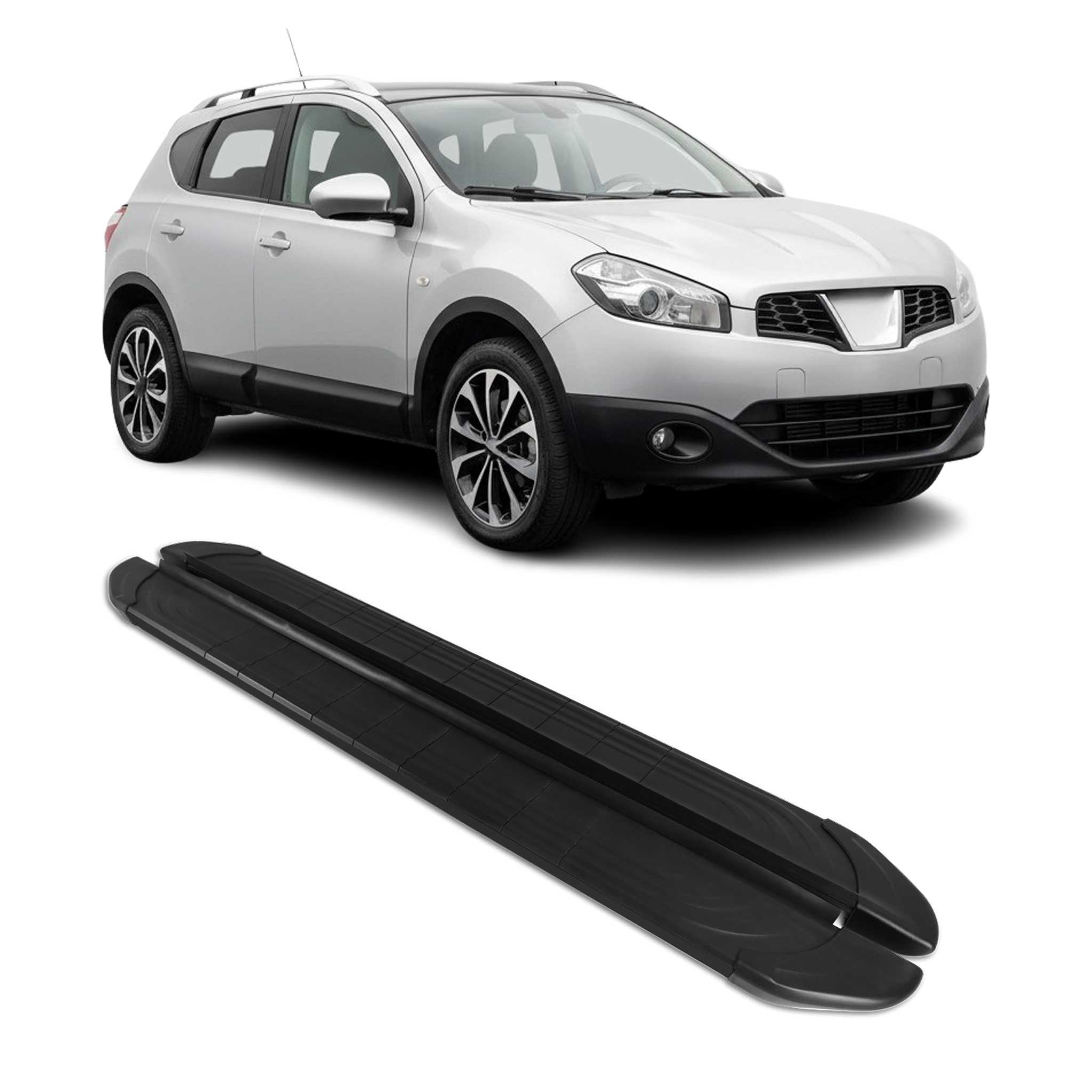 Marchepieds Latéraux pédale pour Nissan Qashqai J10 2006-2014 2Pcs Alu Noir