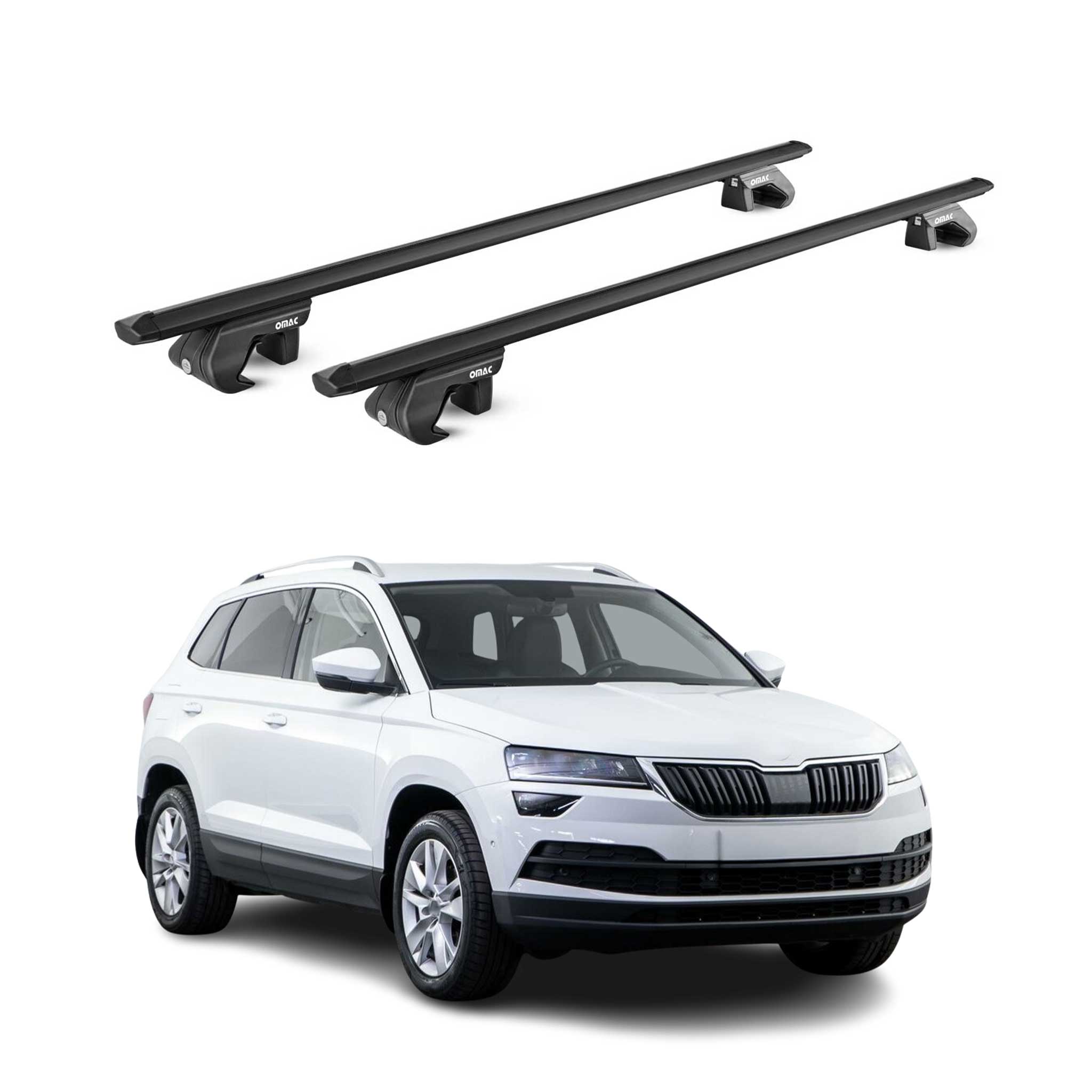 Barres de toit transversales pour Skoda Karoq NU7 2017-2026 Alu Noir 2x ABE