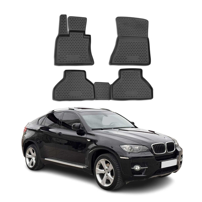 OMAC 3D Tapis de sol pour BMW X6 E71 E72 2007-2014 Caoutchouc TPE Noir