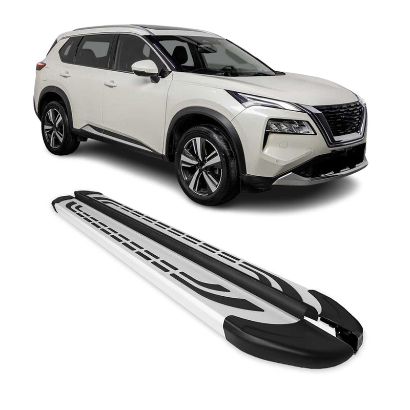 2021-2024 Nissan X-Trail Marchepieds Latéraux pédale Aluminium Gris 2Pcs