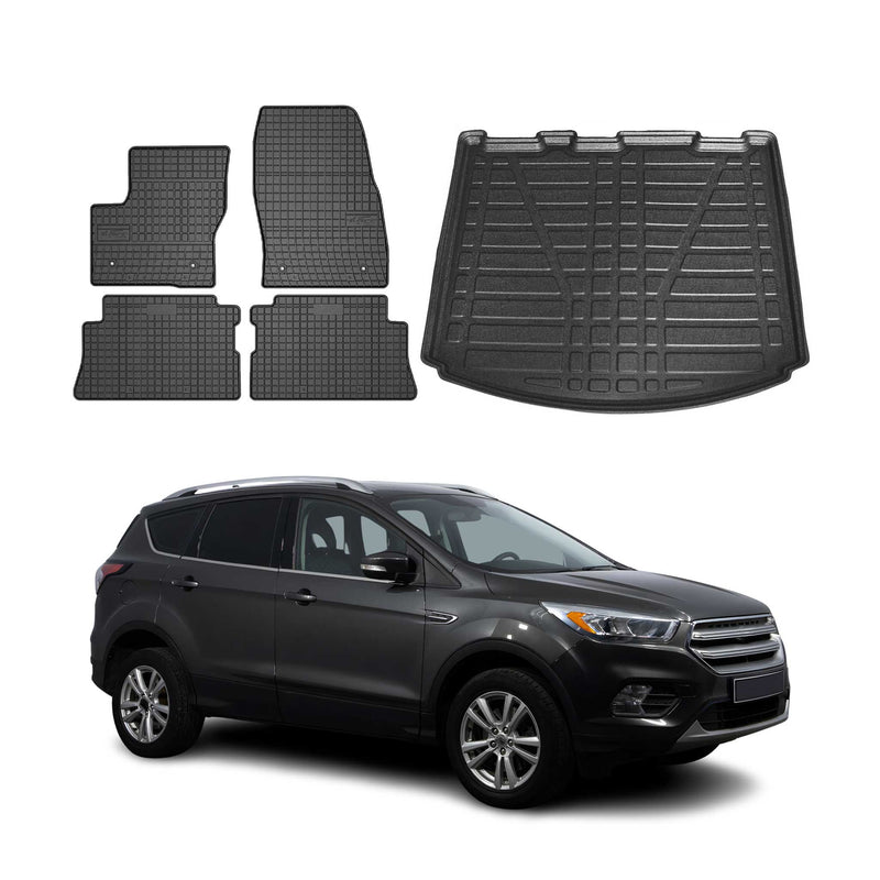 Kit Tapis de sol et coffre pour Ford Kuga 2013-2019 TPE Noir
