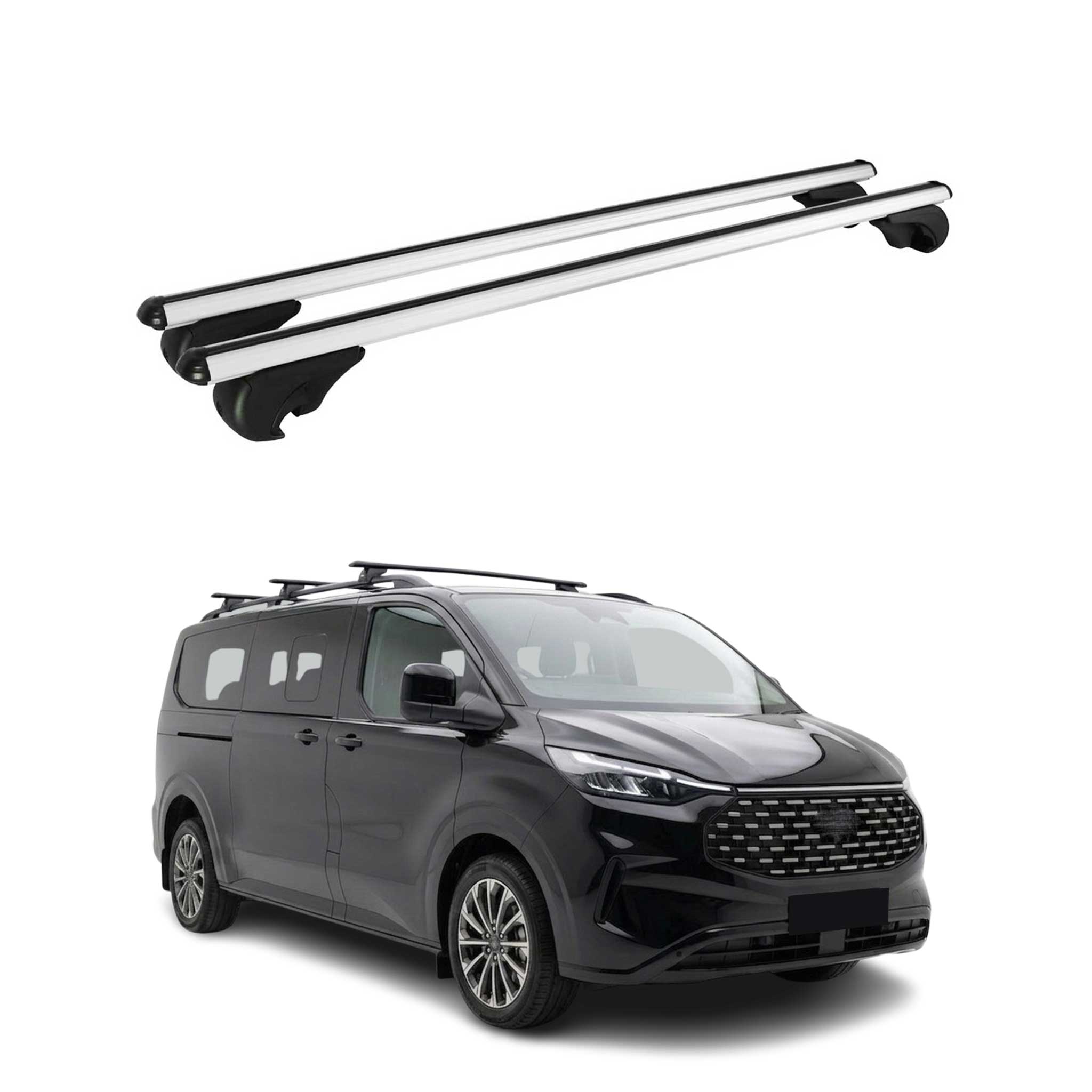 Barres de toit Transversales pour Ford Tourneo Custom II 2023-2026 TÜV Gris 2Pcs