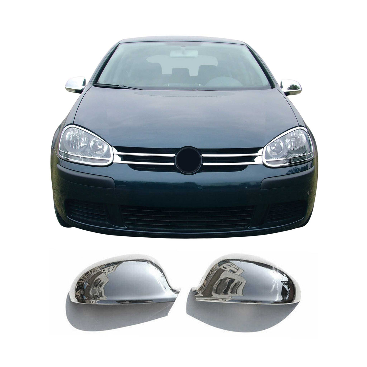 Coques de Rétroviseurs pour VW Eos 2006-2010 en Acier Inoxydable Chromé Argent