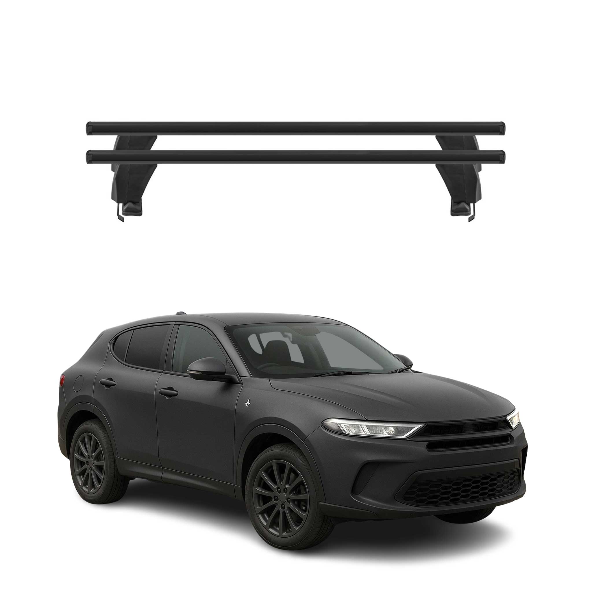 Menabo Barres de toit Transversales pour Dodge Hornet 2023-2025 Alu Noir 2x