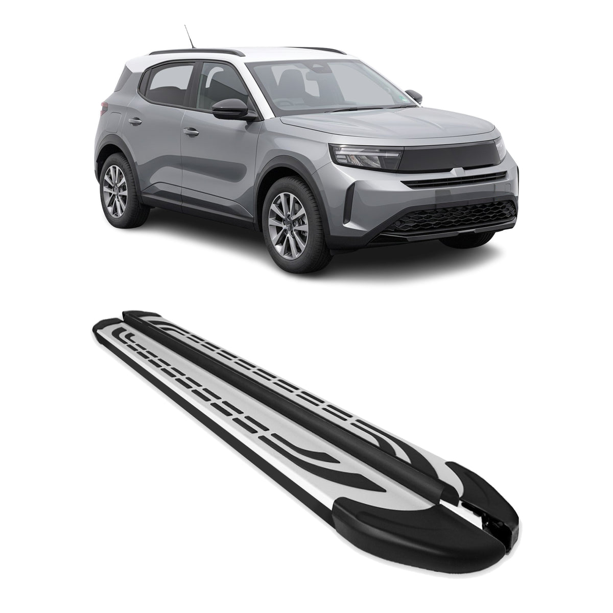 Marchepieds Latéraux pour Opel Frontera 2024-2026 Aluminium Gris Noir 2x