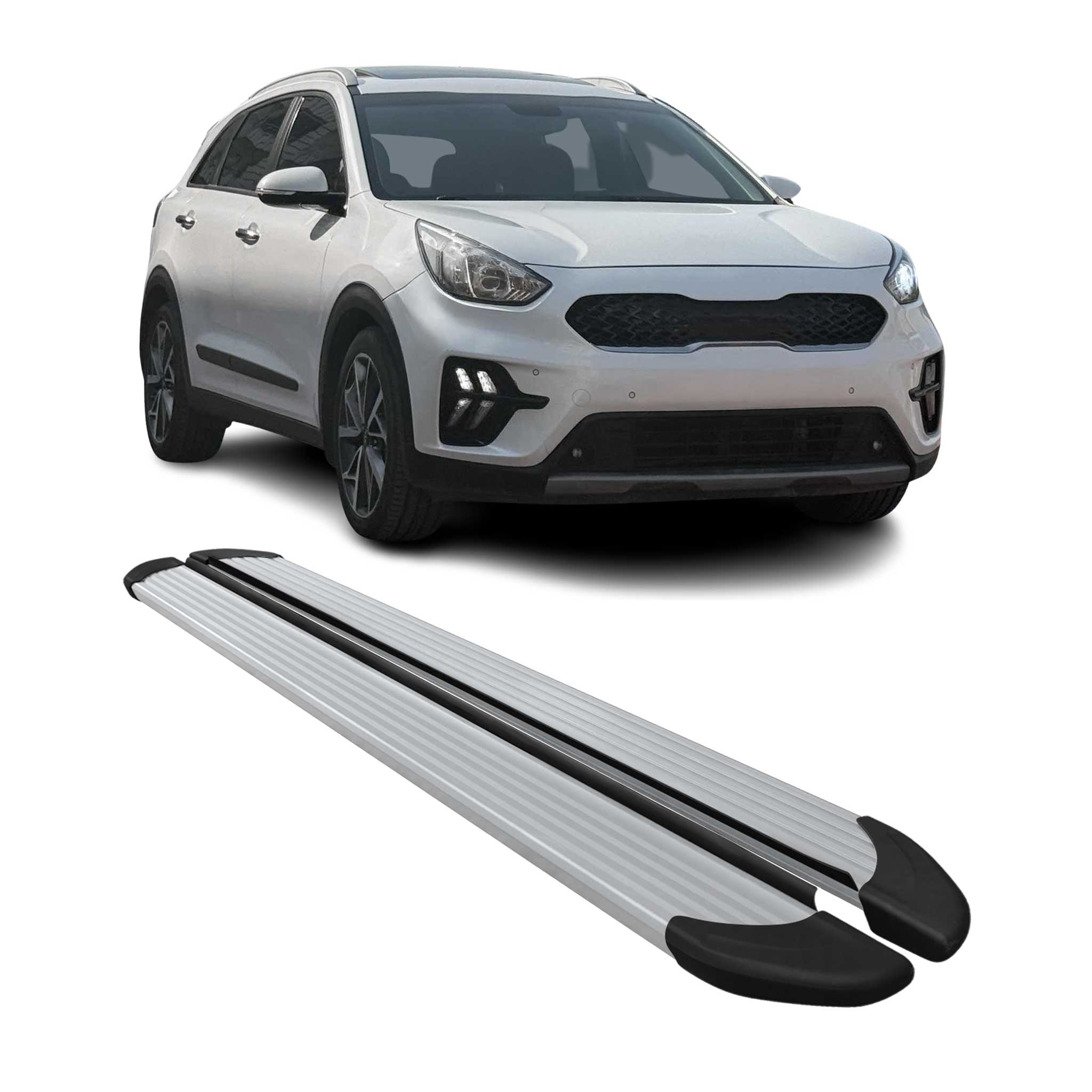 Marchepieds Latéraux pédale pour Kia Niro I 2017-2022 Aluminium Argent 2Pcs