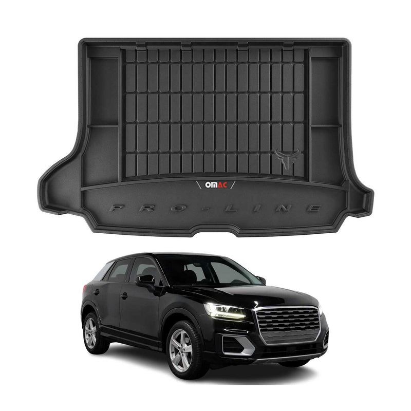OMAC Tapis de coffre caoutchouc pour Audi Q2 2017-2025 Noir Premium