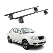 Barres de toit transversales acier pour Tata Xenon II Pick Up 2007-2026 Noir 2x