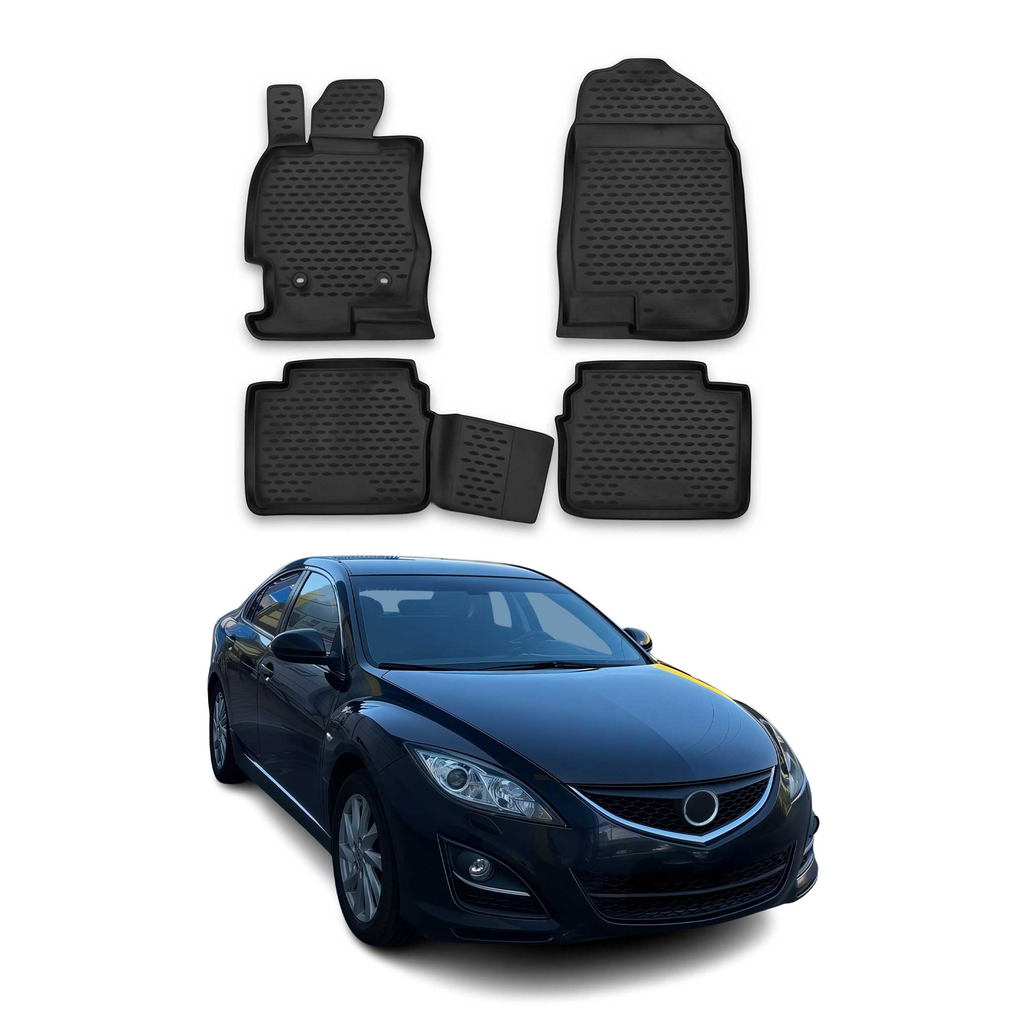 Tapis de sol pour Mazda 6 2009-2013 en caoutchouc TPE 3D Noir 4Pcs