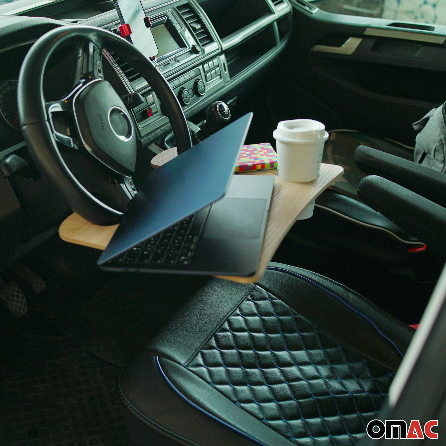 Table de volant de voiture en bois avec plateau de travail pratique en hêtre