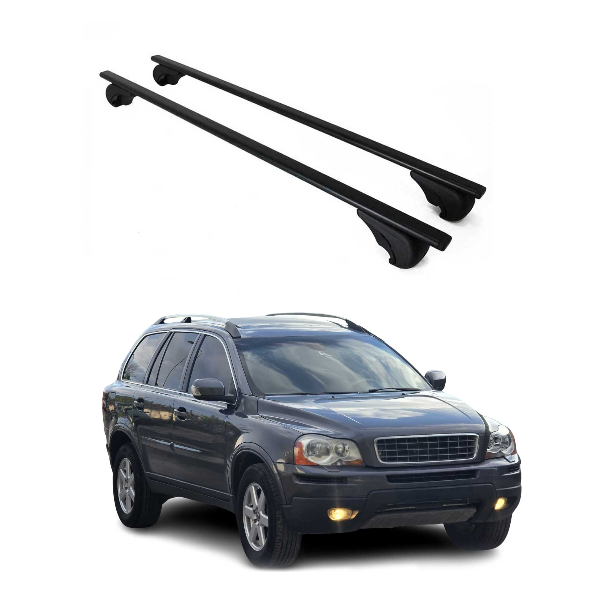 Barres de toit Transversales pour Volvo XC90 2002-2014 Fer Noir