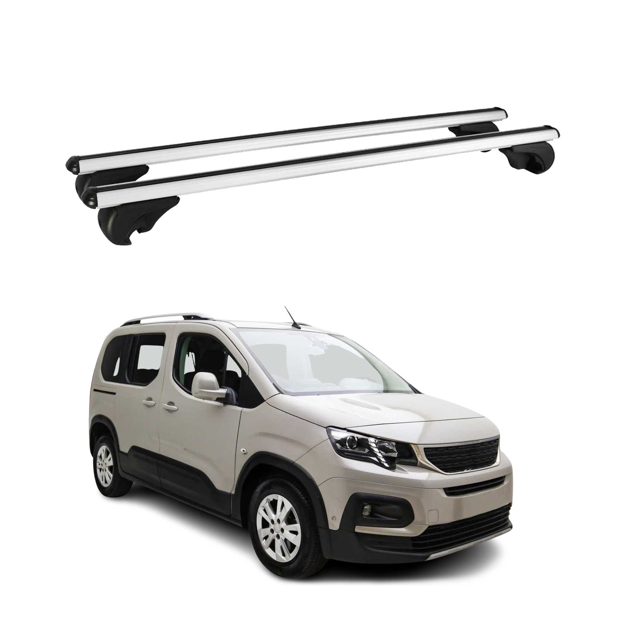 Barres de toit Transversales pour Peugeot Rifter 2019-2024 Aluminium Argent