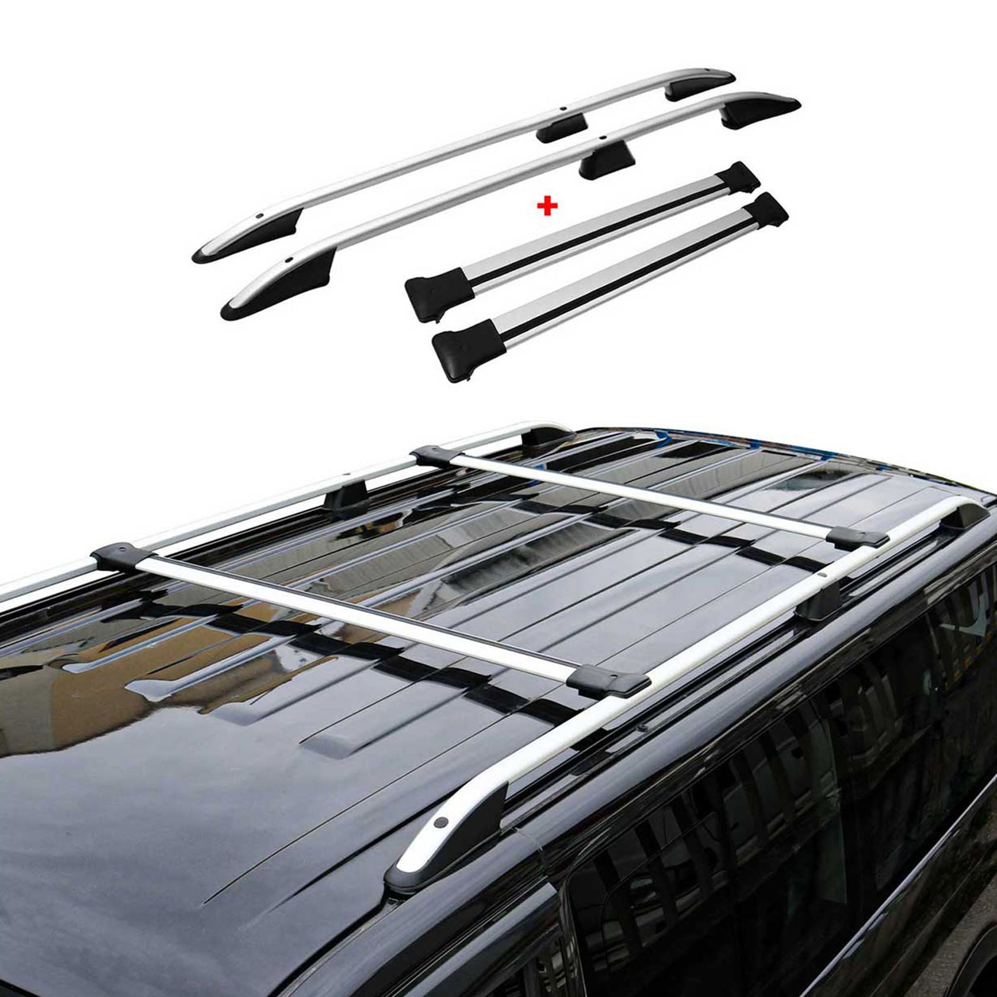 Kit Barres de toit pour VW Caddy 2010-2015 Alu Gris L2 Empattement Long 4x