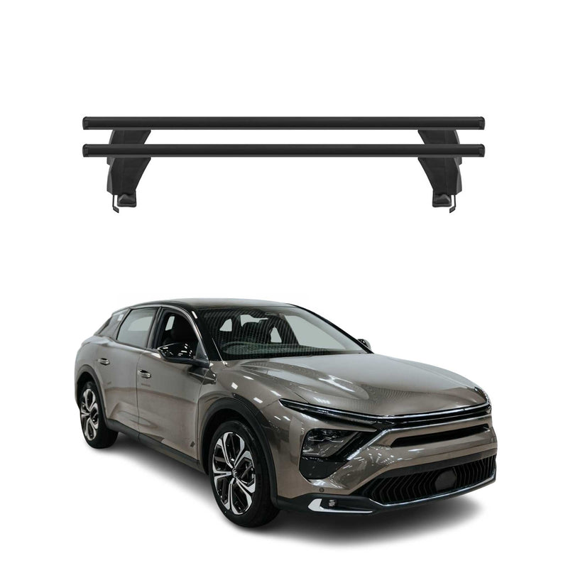 Menabo Barres de toit Transversales pour Citroën C5 X 2021-2025 Alu Noir 2x