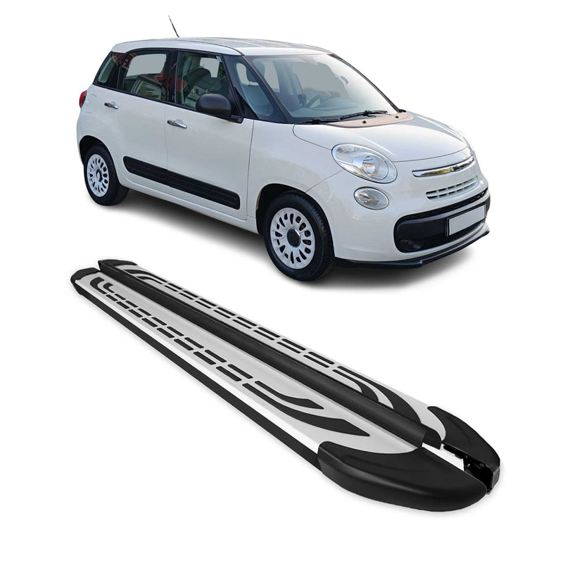 Marchepieds Latéraux pédale pour Fiat 500L 2012-2024 Aluminium Gris Noir 2x