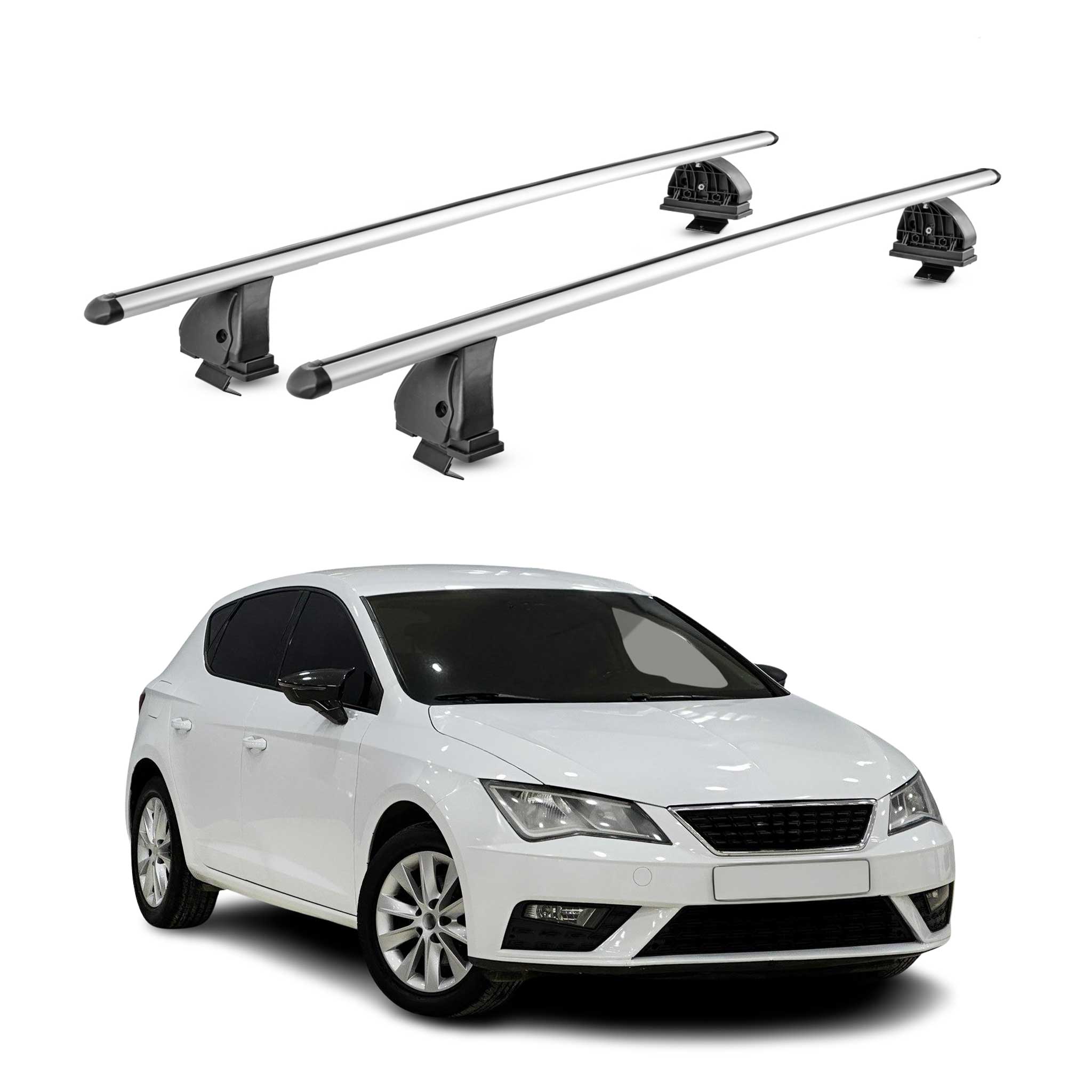 Barres de toit transversales Alu pour Seat Leon III 2012-2020 TÜV 75 kg Gris 2x
