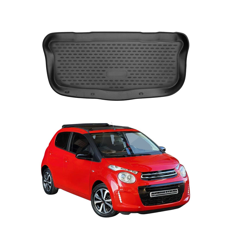 Tapis De Coffre Pour Citroen C1 2014-2022 en Caoutchouc Noir