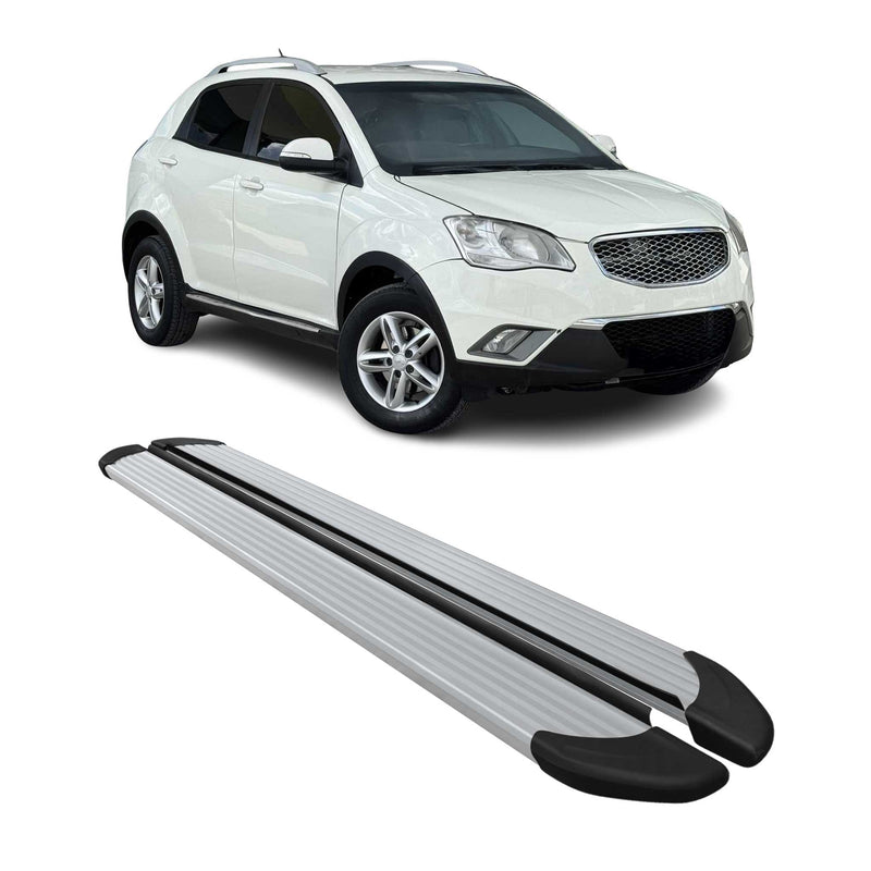 Marchepieds Latéraux pour Ssangyong Korando 2011-2019 Aluminium Argent 2Pcs