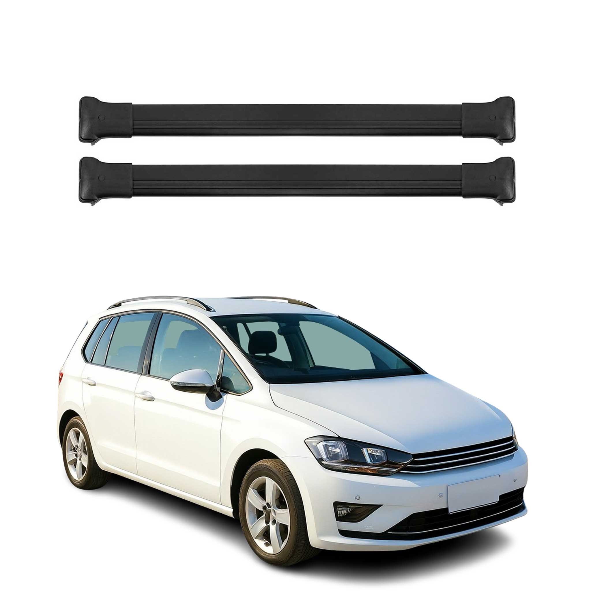 Barres de toit transversale pour VW Golf Sportsvan 2013-2019 Aluminium Noir 2Pcs