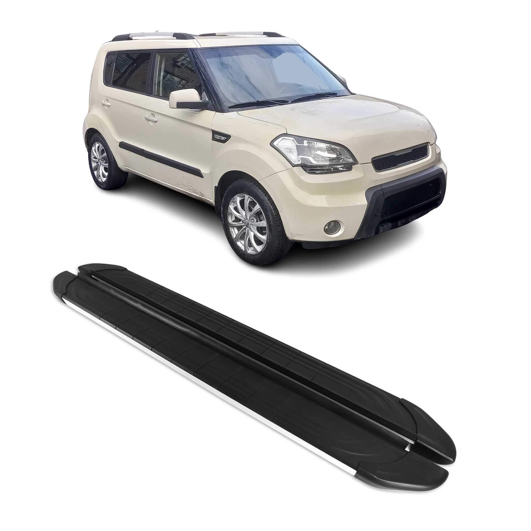 Marchepieds Latéraux pédale pour Kia Soul 2008-2014 Aluminium Gris Noir 2Pcs