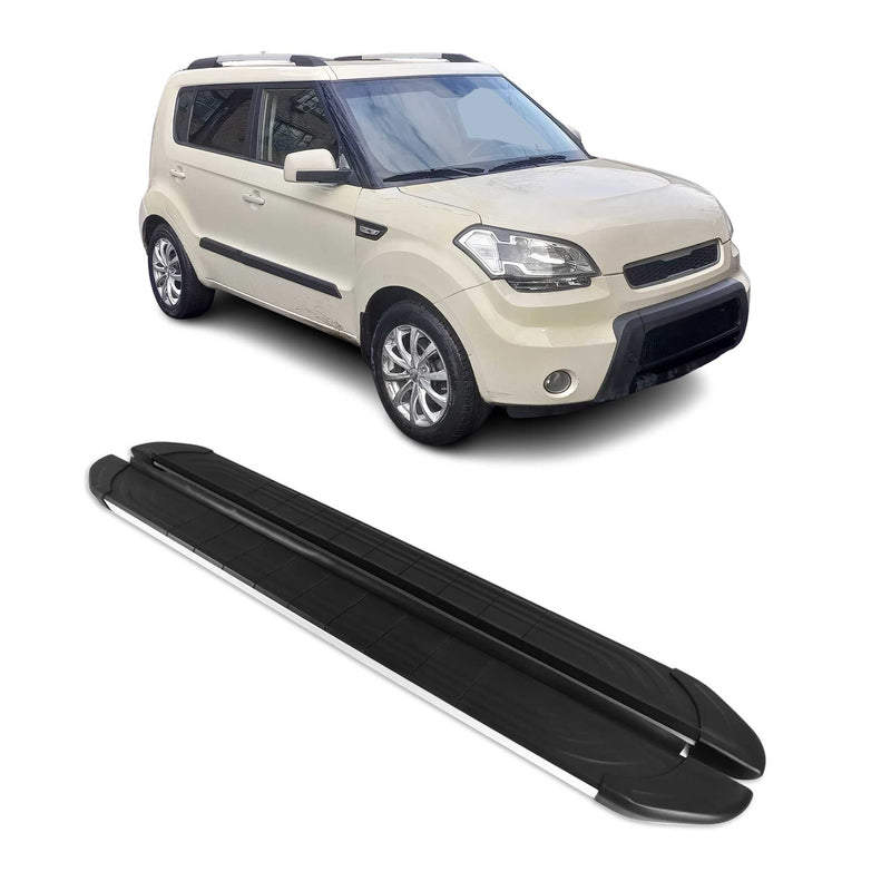 Marchepieds Latéraux pédale pour Kia Soul 2008-2014 Aluminium Gris Noir 2Pcs