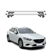 Barres de toit transversales pour Mazda 6 Break 2012-2015 90kg Alu Gris