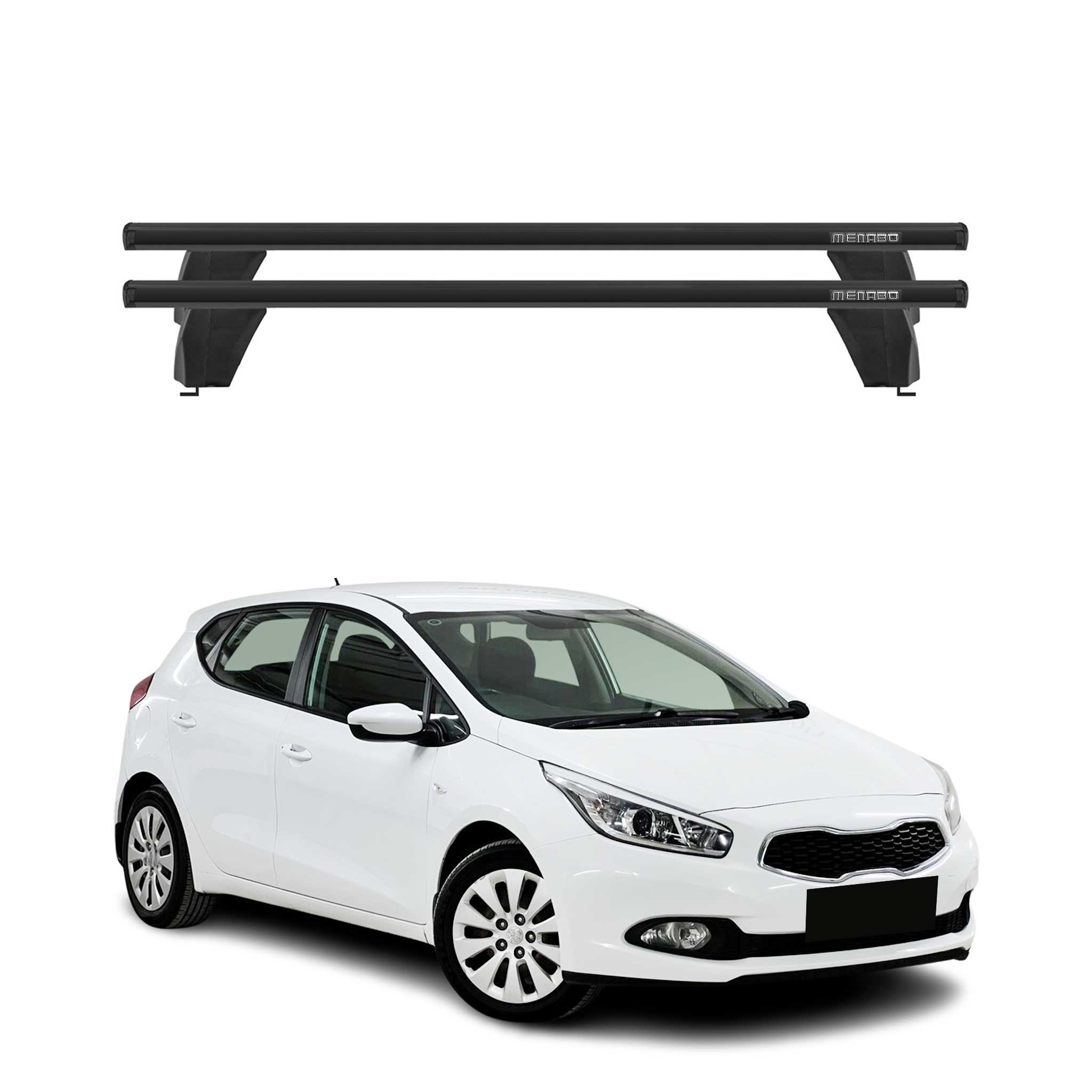 Menabo Barres de toit Transversales pour Kia Cee'D 2012-2018 Alu Noir ABE 2x