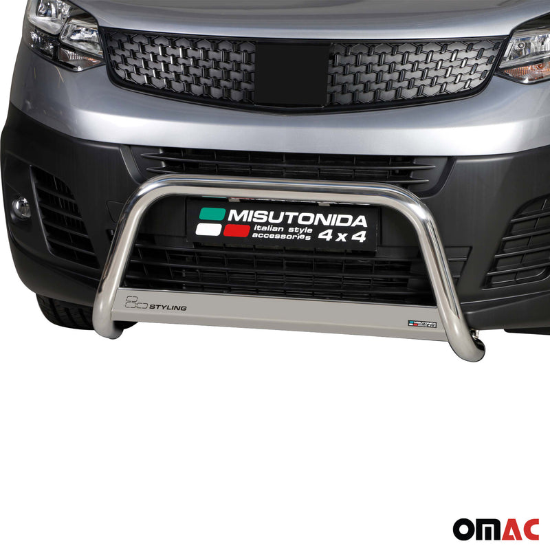 Pare-buffle Avant pour Fiat Scudo 2022-2025 63mm en Acier Inoxydable Argent