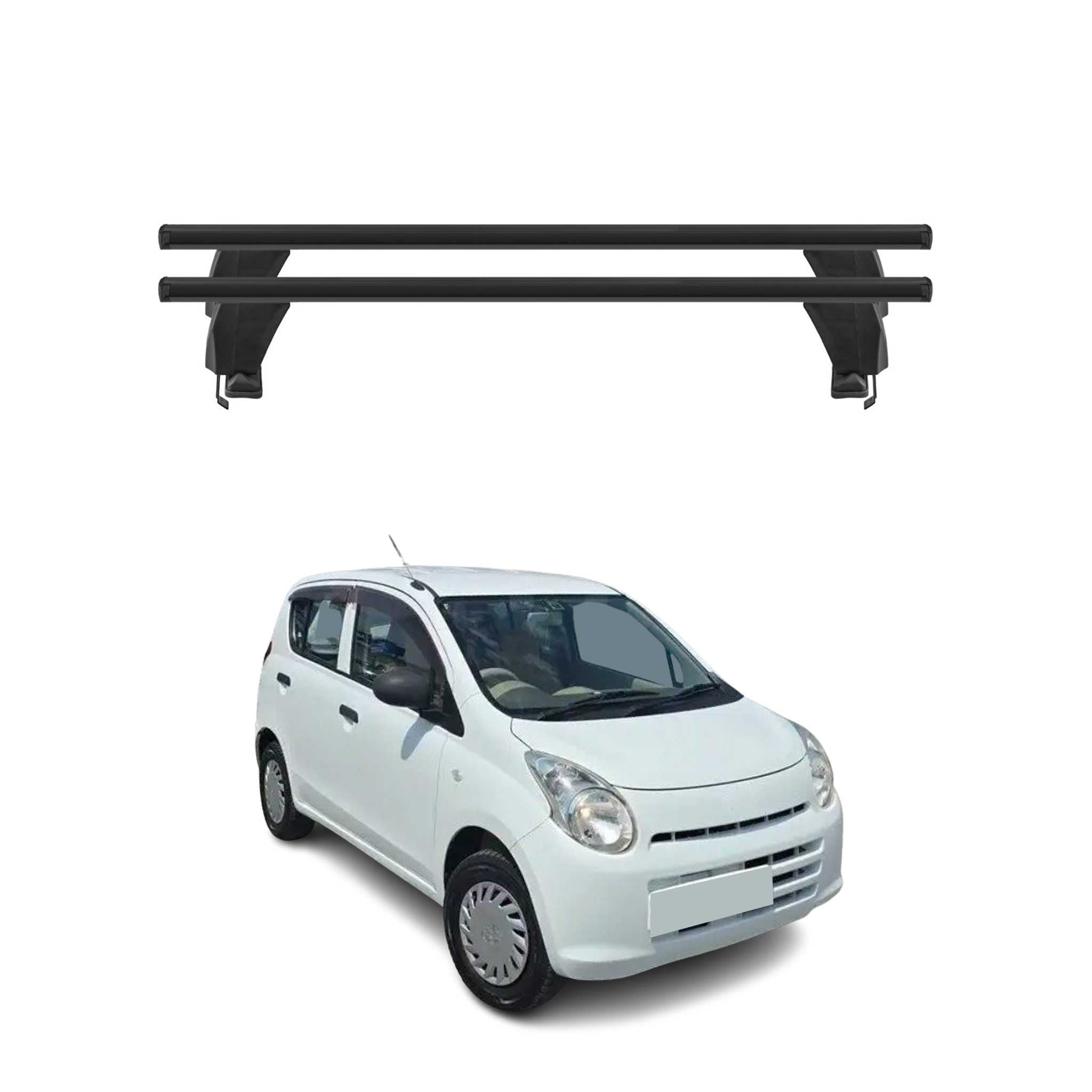 Menabo Barres de toit Transversales pour Suzuki Alto 2009-2015 Alu Noir 2x ABE