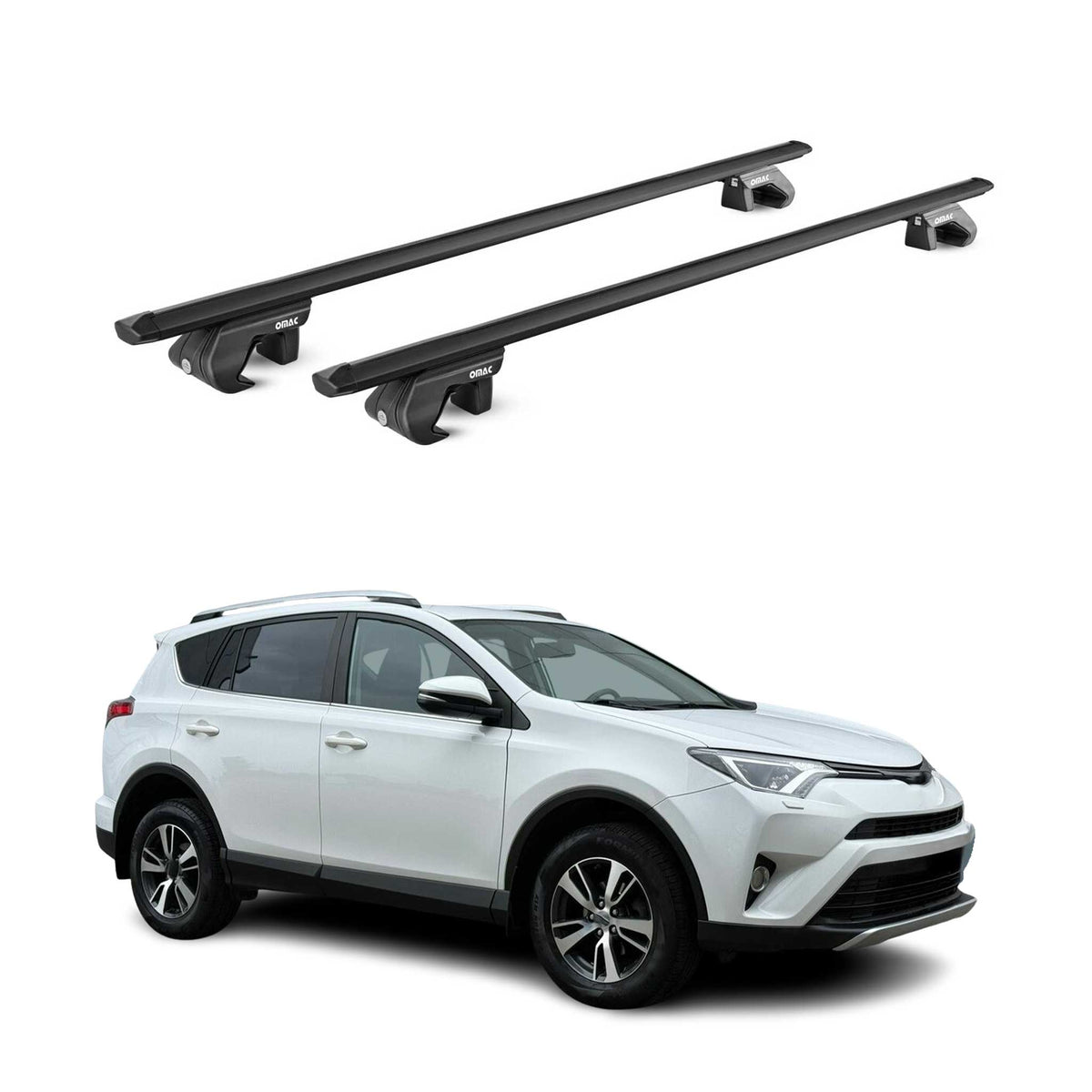 Barres de toit transversales ABE pour Toyota Rav4 XA40 2013-2018 5 P Alu Noir 2x