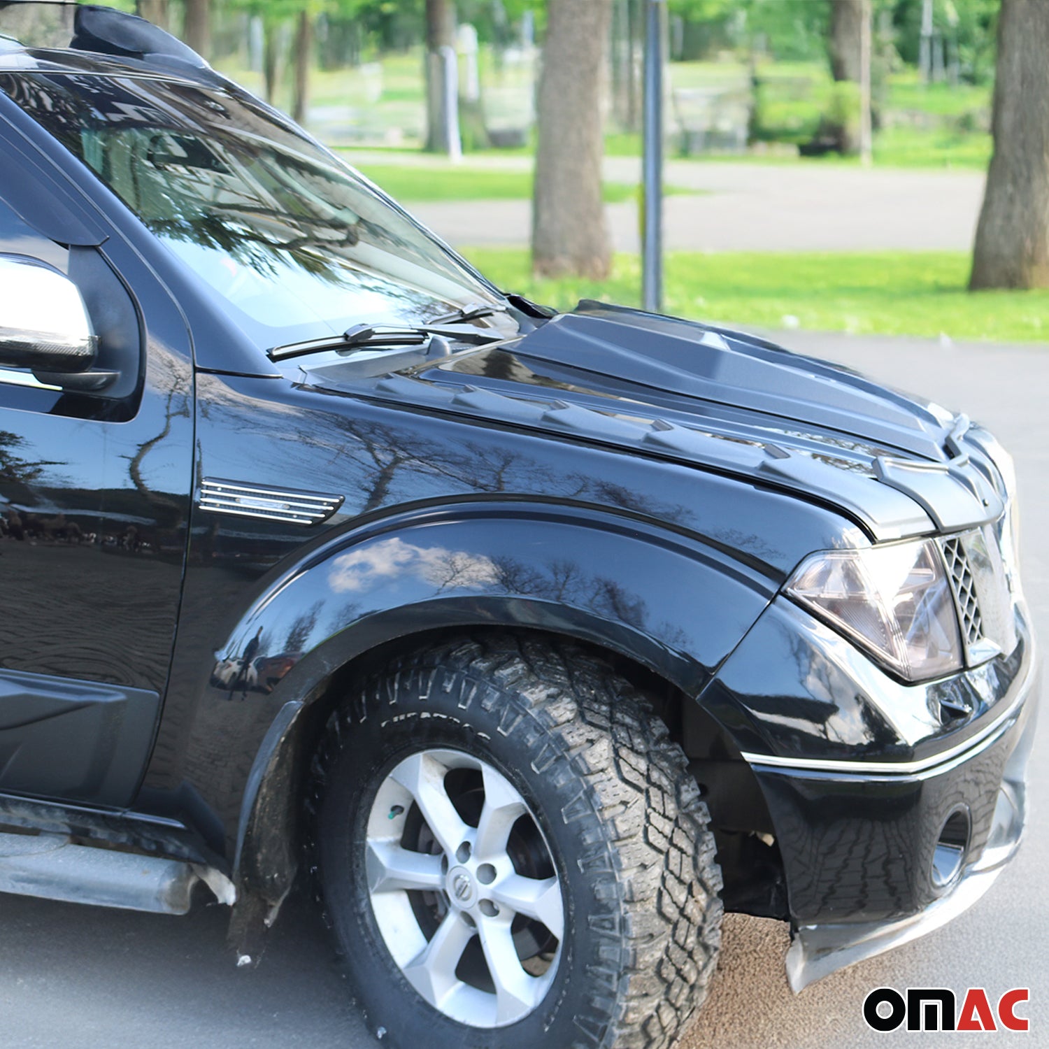 Deflecteurs d'air capot de voiture pour Nissan Navara PK 2006-2015 noir ABS 3x