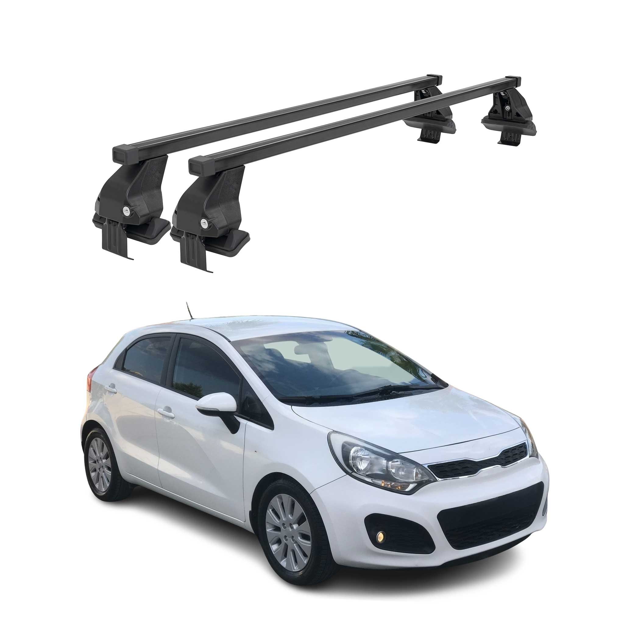 Barres Transversales Menabo pour Kia Rio 2011-2015 Noir