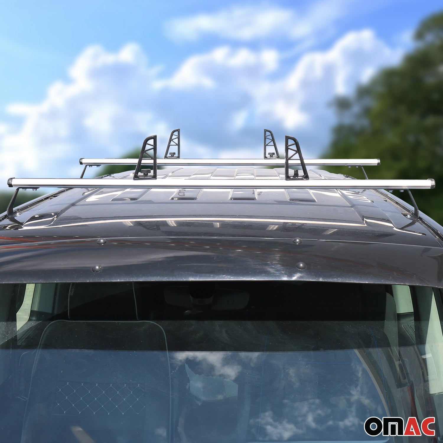 2x Barres de toit + Kit de Supports d'échelle pour VW T5 T6 2003-2024 Gris