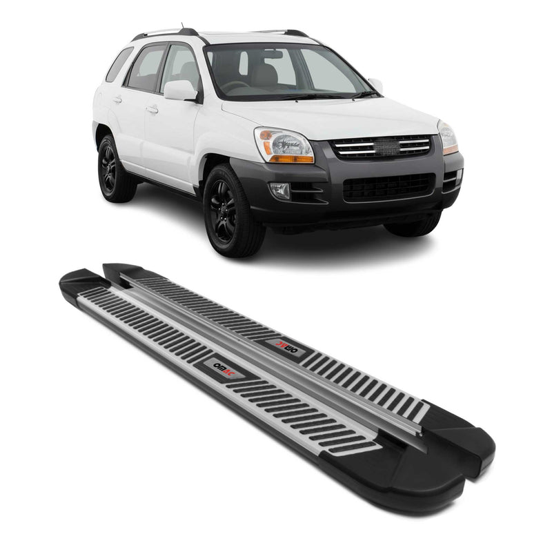 Marchepieds Latéraux pour Kia Sportage 2004-2010 Noir Gris Aluminium 2Pcs