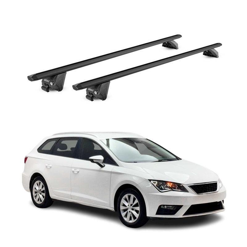 Barres de toit transversales pour Seat Leon SW 2014-2025 Alu Noir 2 pièces ABE