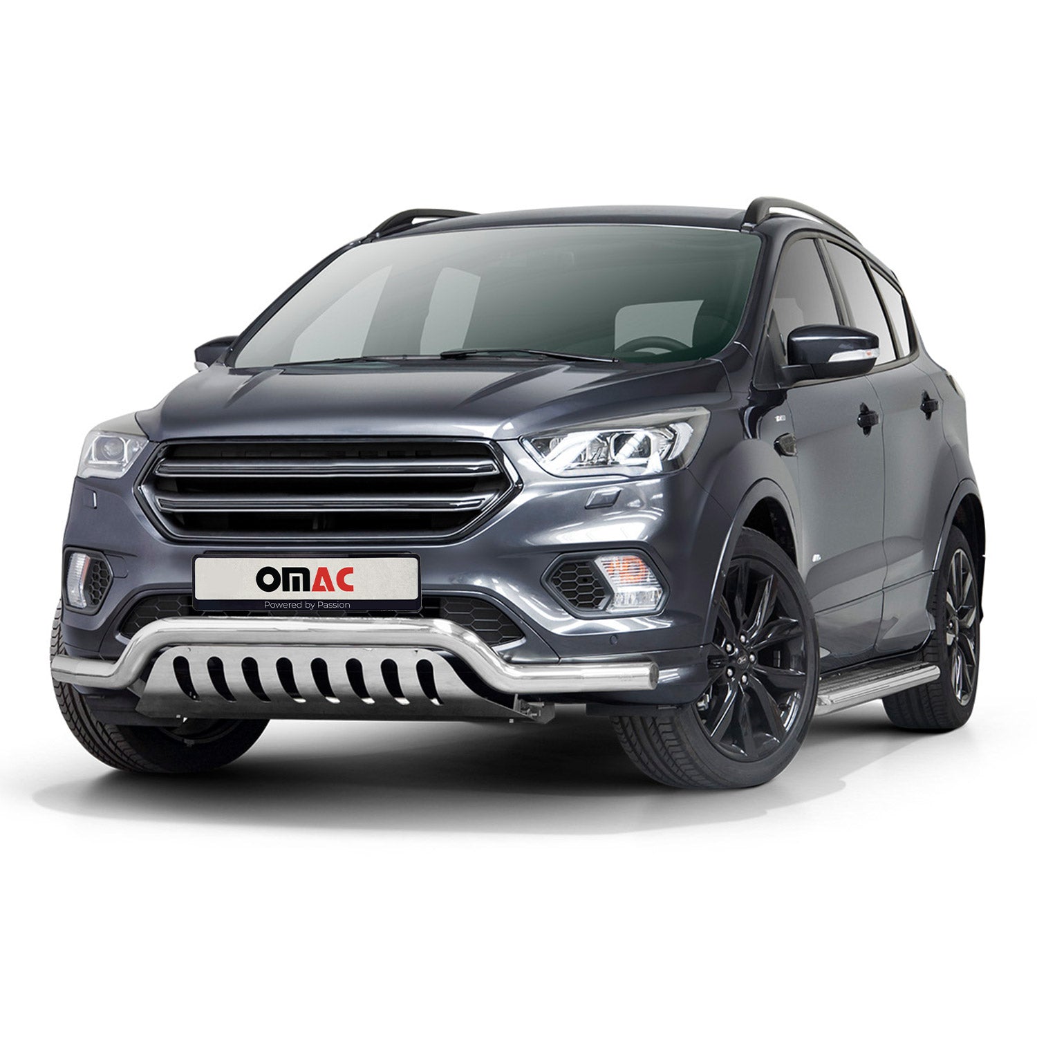 Pare-Buffle Avant Pour Ford Kuga II 2017-2019 Facelift en Acier Inoxy Argent