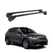 Barres de toit Transversales pour VW Tiguan mk2 2016-2024 Aluminium Noir