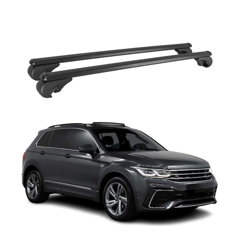 Barres de toit Transversales pour VW Tiguan mk2 2016-2024 Aluminium Noir