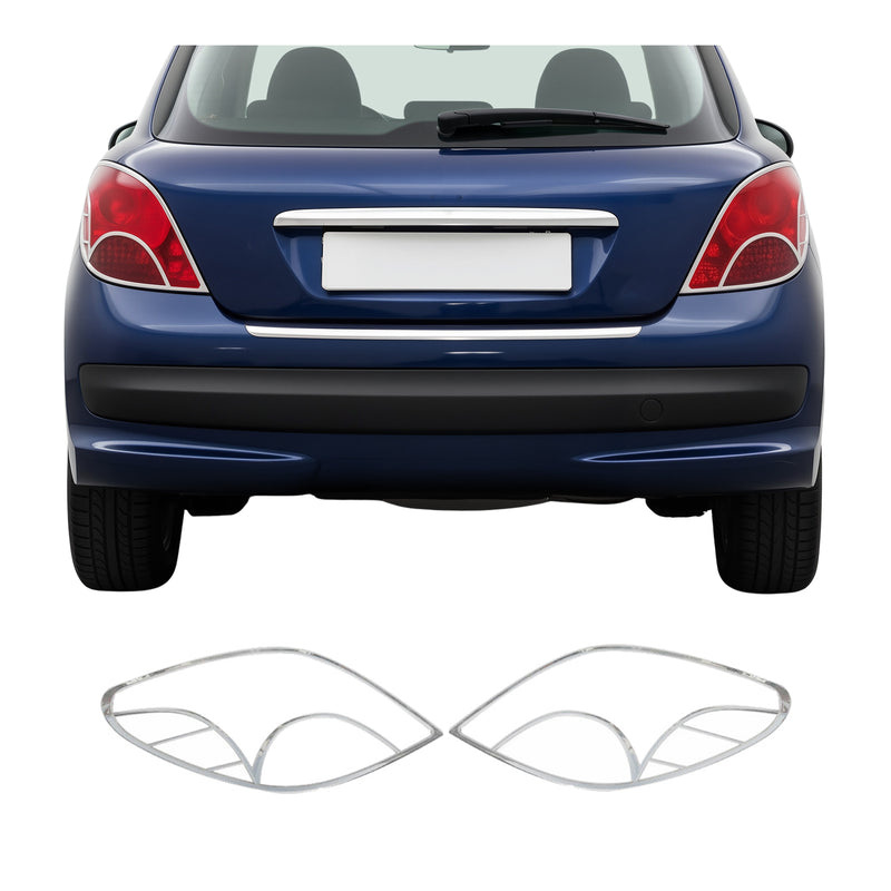 Cadre De Feu Stop Arrière pour Peugeot 207 2006-2012 ABS Chromé 2 Pcs