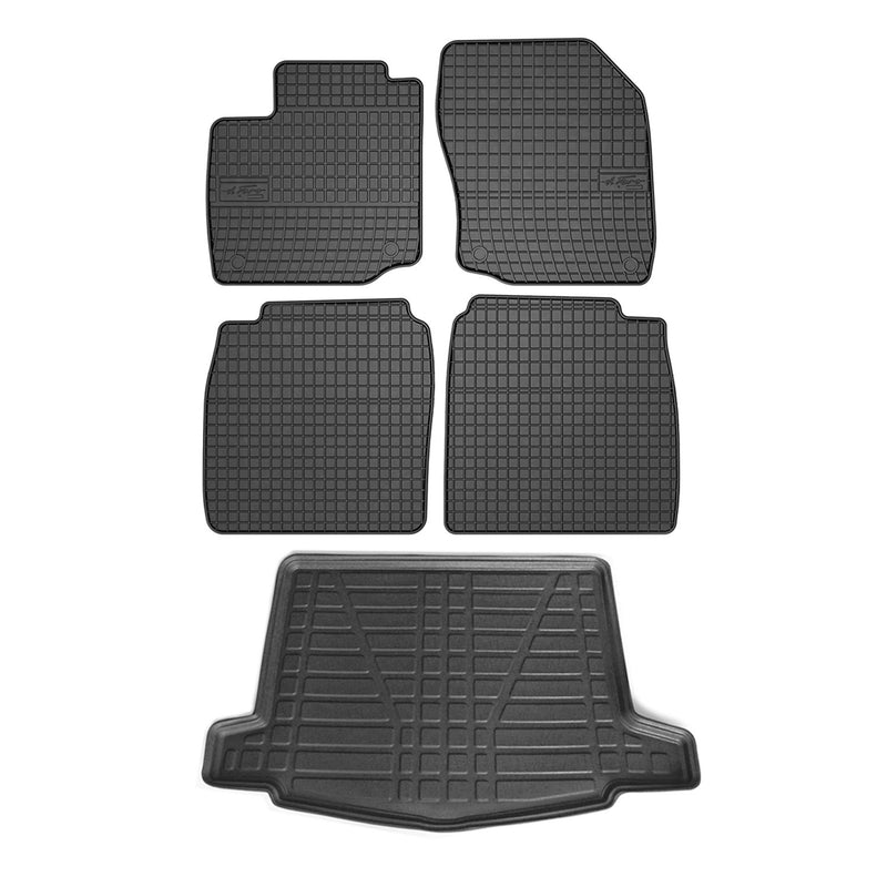 Kit Tapis de sol et coffre pour Honda Civic 2012-2016 HB TPE Noir