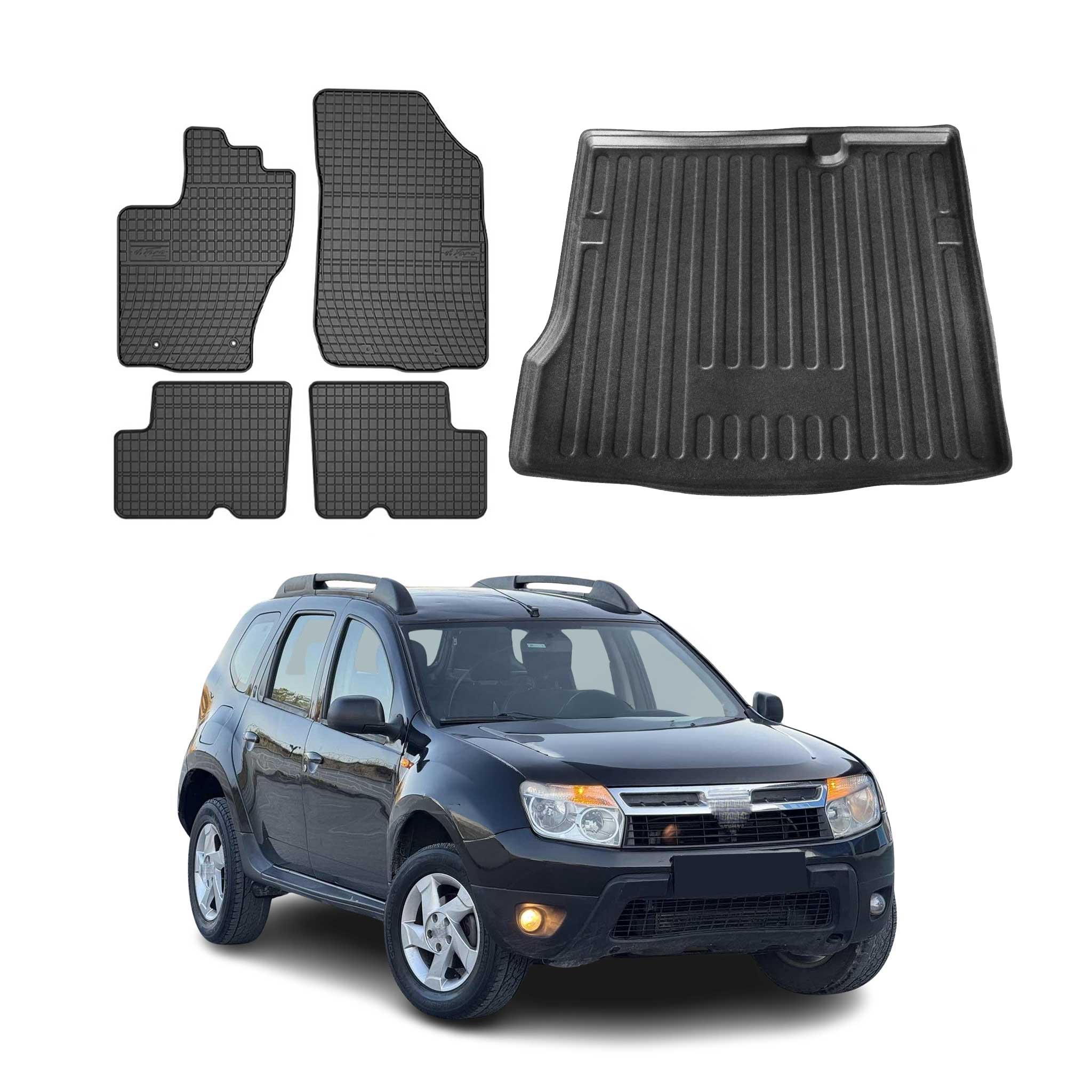 Kit Tapis de sol et coffre pour Dacia Duster 4x2 2010-2018 TPE Noir